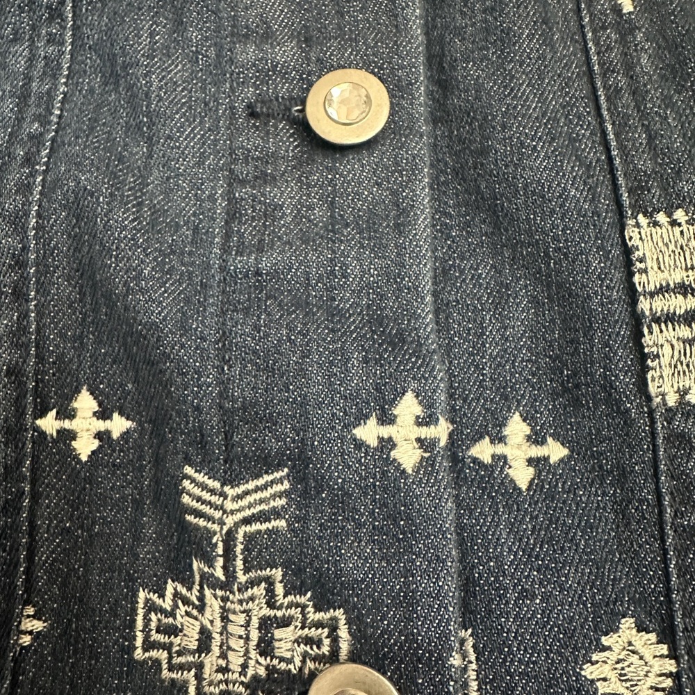 Laura Ashley Denim Southwest Embroidered Rhinestone Button jean jacket Sz 2X - Picture 6 of 7
